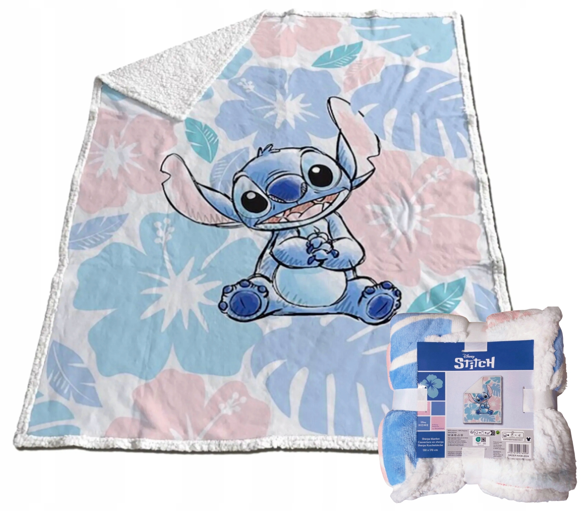 Koc pluszowy Sherpa Stitch Disney Stich dziecięcy baranek Ciepły Sticz