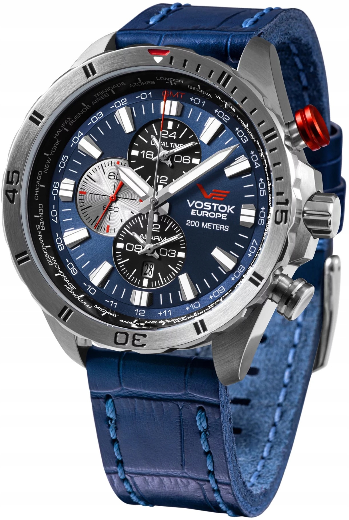 Nové originální hodinky Vostok Europe YM26-320A652 Almaz Dual Time na řemínku