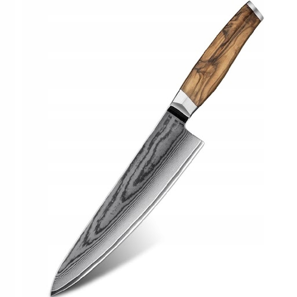 Damaškový kuchynský nôž Zenroku Chef/Hnedá KP-37557