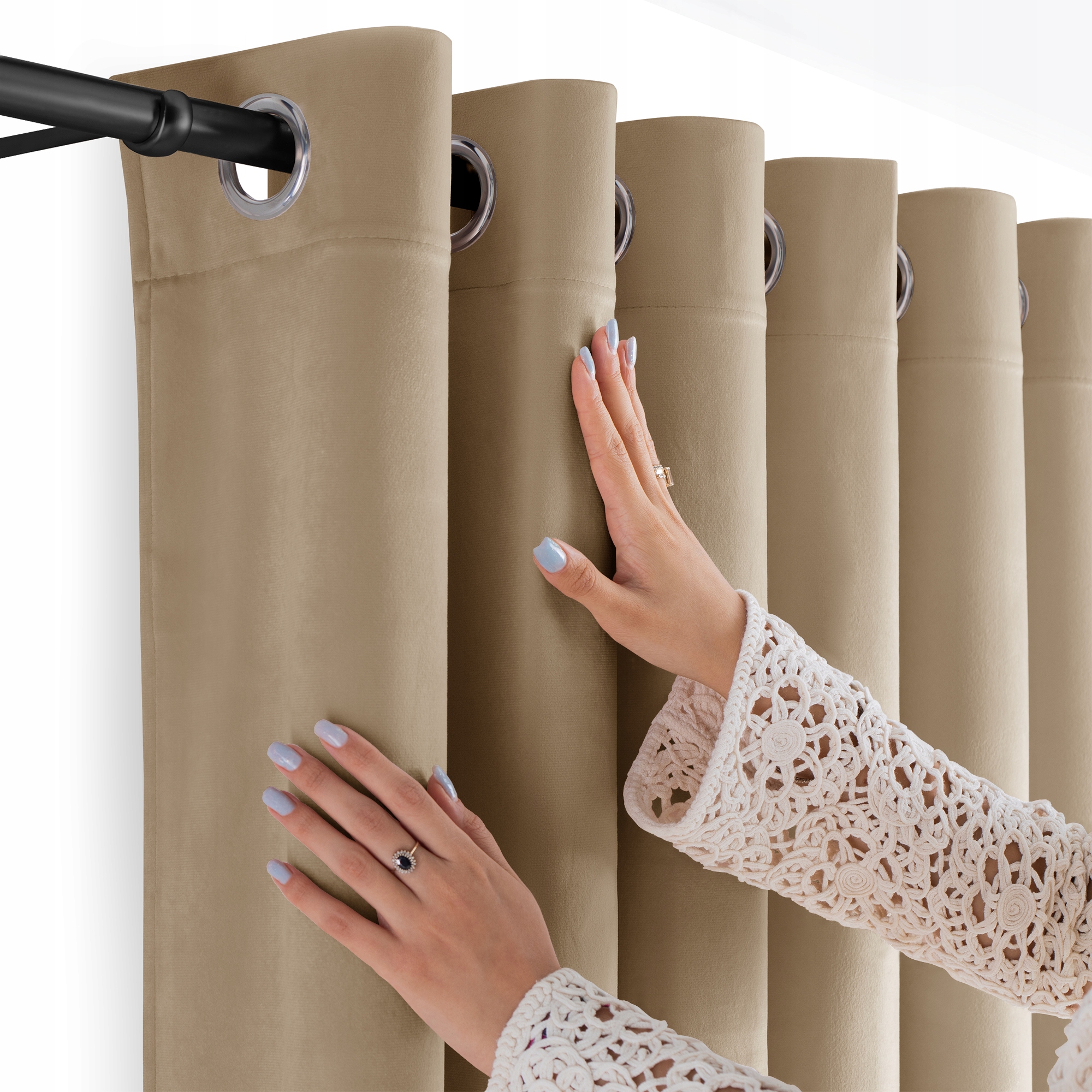 Filumi Záclony na průchodkách Velur hladké jídelna Tmavě Béžová 200x300