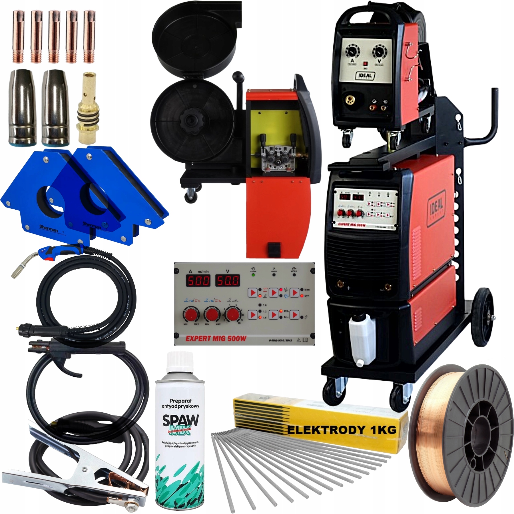 Półautomat Expert Mig 500W Synergic Ideal podajnik 500A gotowy komplet