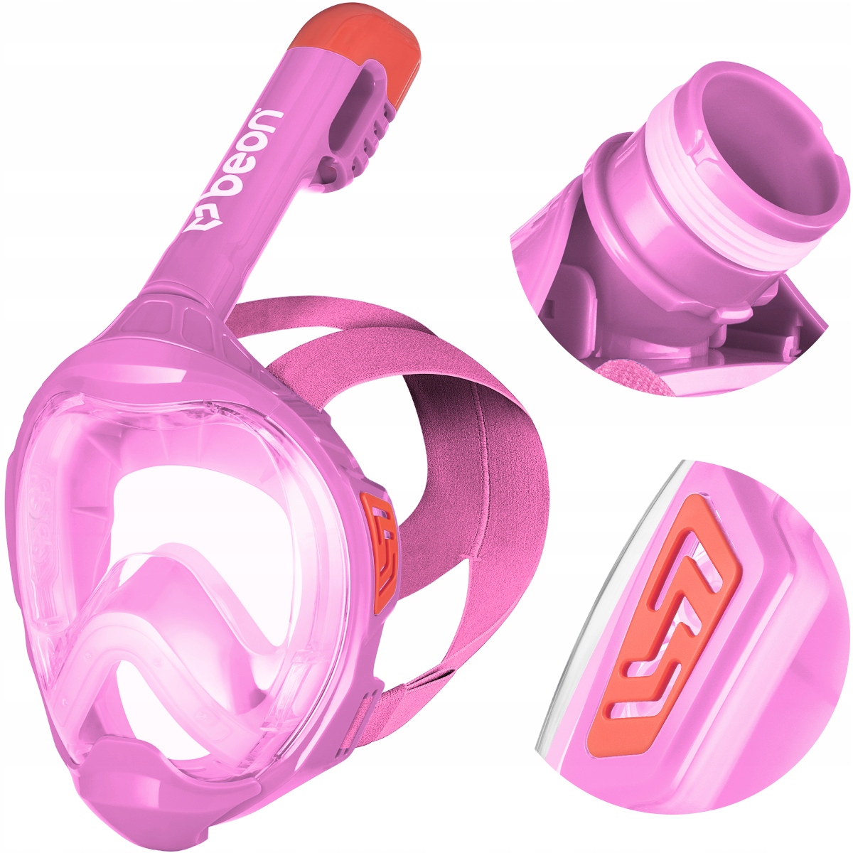 Potápěčské Brýle Pro Děti, Celoobličejová, Pro Škorkeling Plavání, Růžová