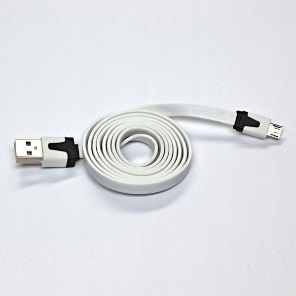 Kabel Usb (2.0) Usb A M- Usb micro M 1m płaski bia