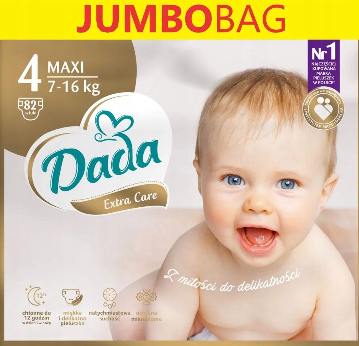 Pieluszki Dada Extra Care Rozmiar 4 82 szt. Jumbo Bag