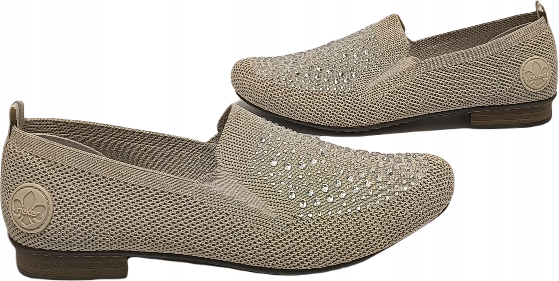 Lehké mokasíny zirkony kůže Rieker 51989 béžové r40