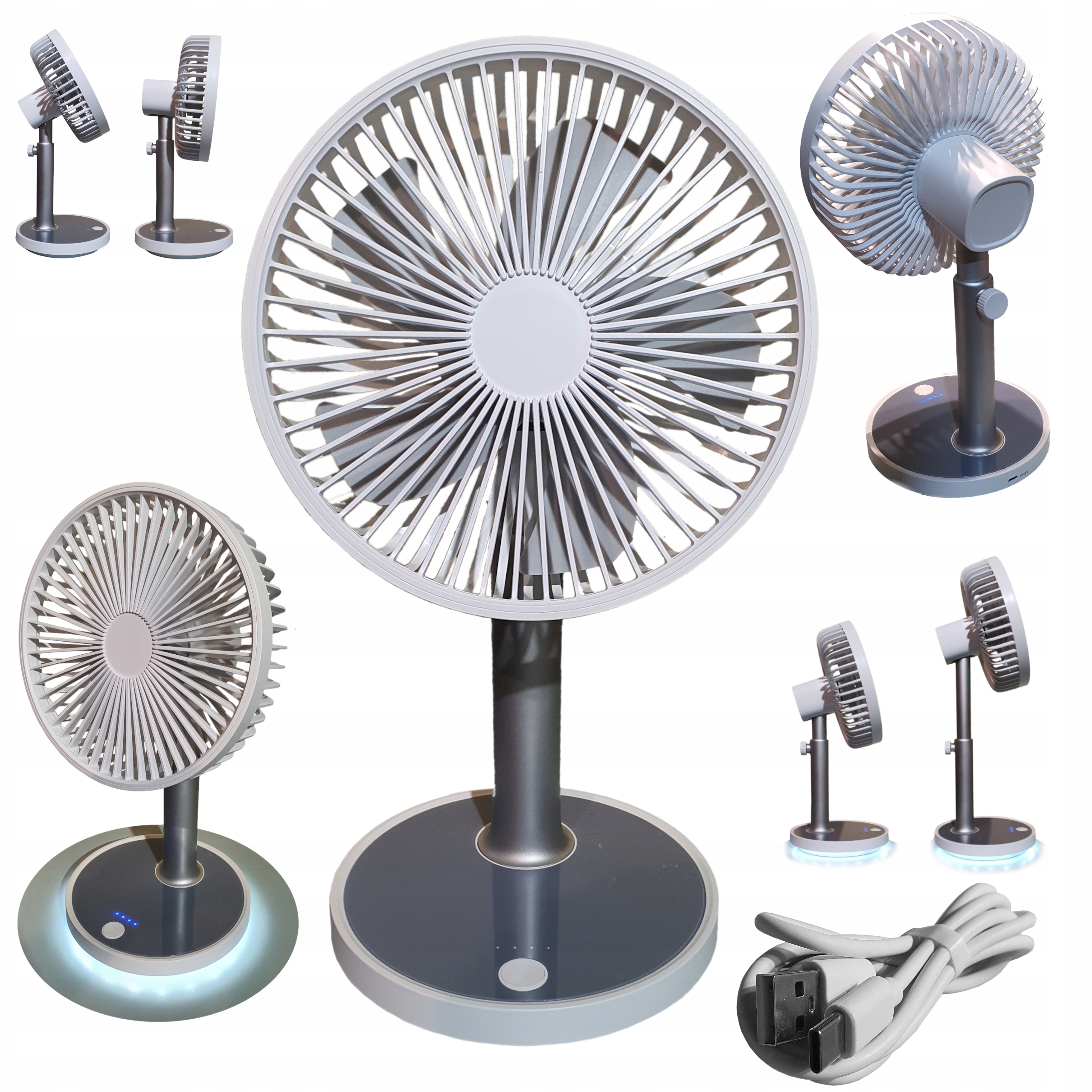 Akumulátorový ventilátor s Led podsvícením stolní 17 cm bezdrátový