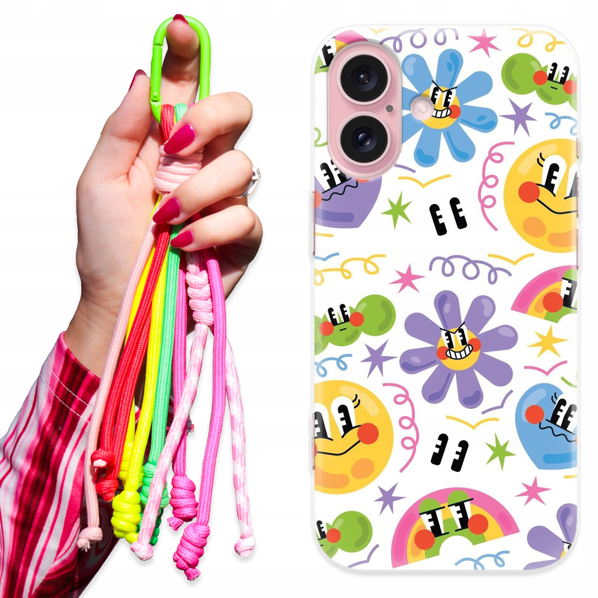 Ochranný Kryt Pouzdro iPhone 16 Barevné provázky Pastelové květiny