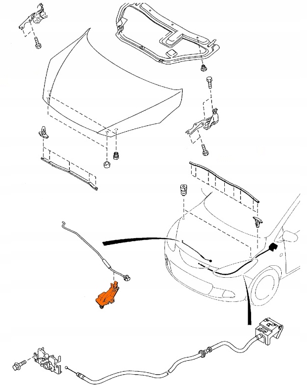 SPINKA UCHWYT PRĘTA PODPÓRKI MASKI ORYGINAŁ MAZDA 2 2007-2014 Numer katalogowy części D651-56-652