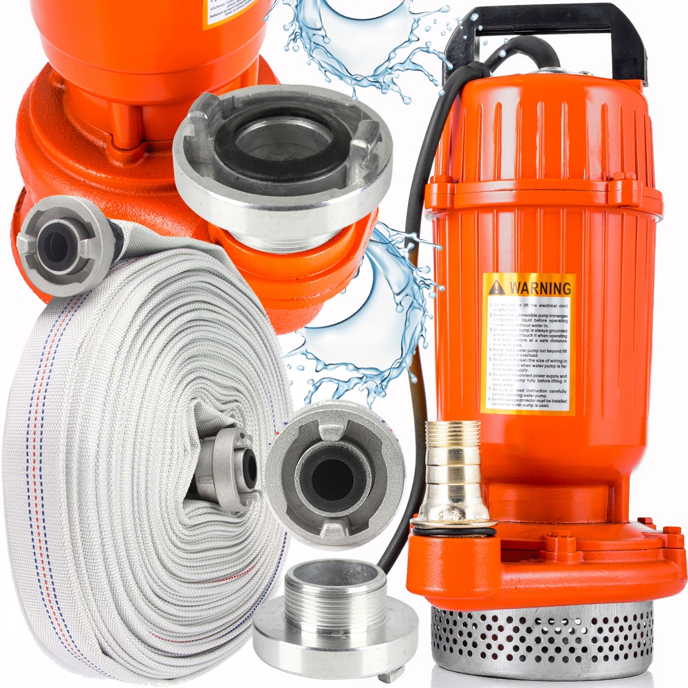 Pompa Do Wody Brudnej Czystej Zatapialna 1600W+ Wąż Strażacki 1 Cal MP0701
