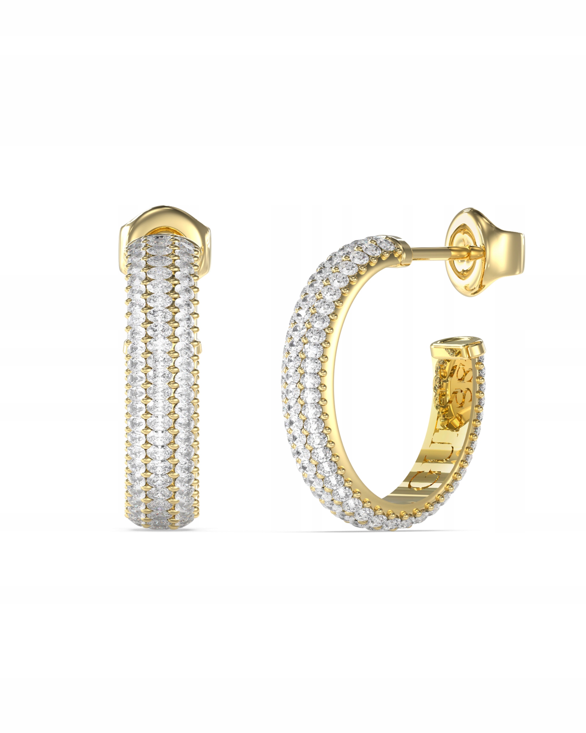 Náušnice Guess Essenza Půlkruhy se zirkony Ocel pozlacená