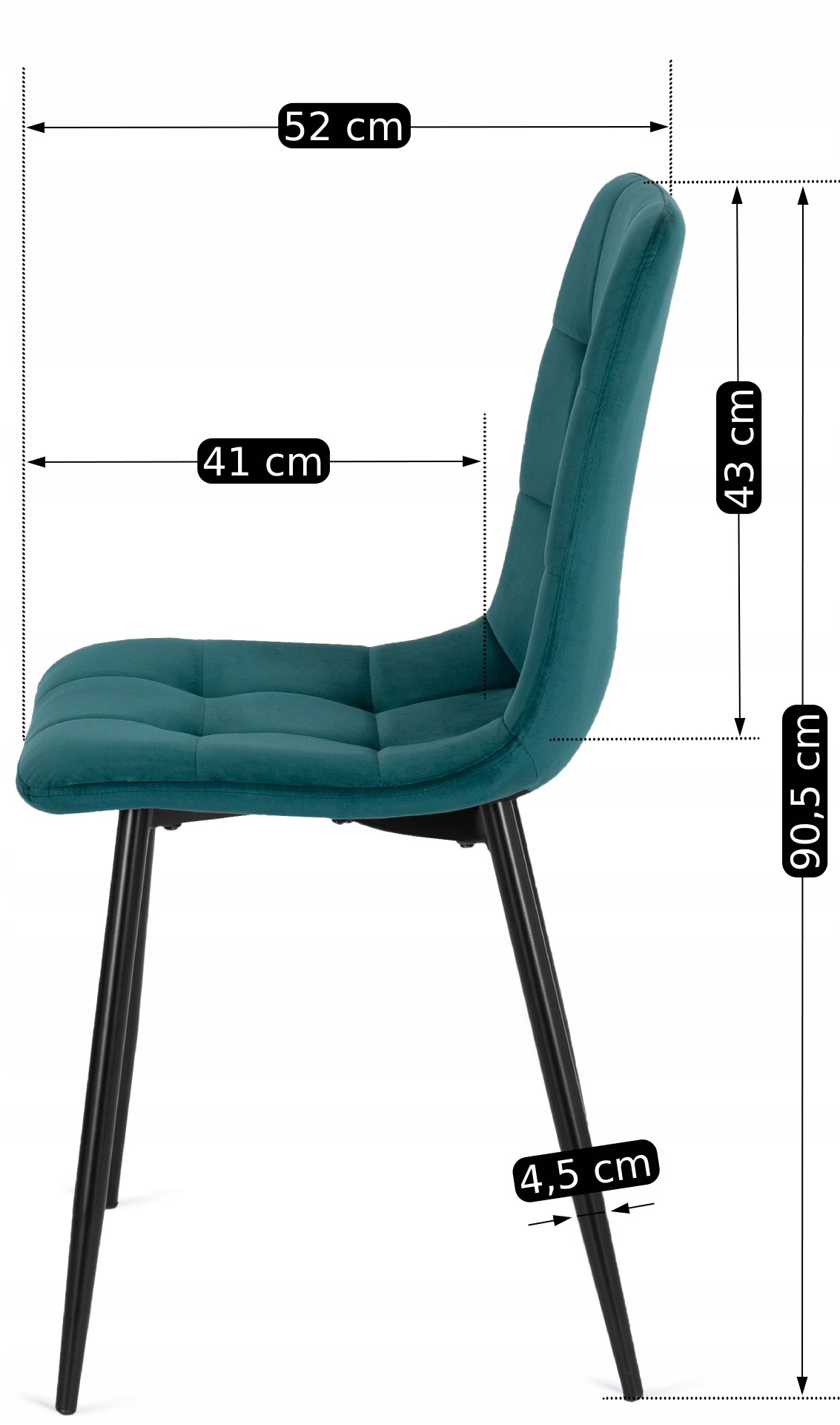 Zestaw Stół 80x160 Rozkładany i 4 Krzesła Welurowe Do Salonu Jadalni Loft Maksymalna długość rozłożonego stołu 160 cm