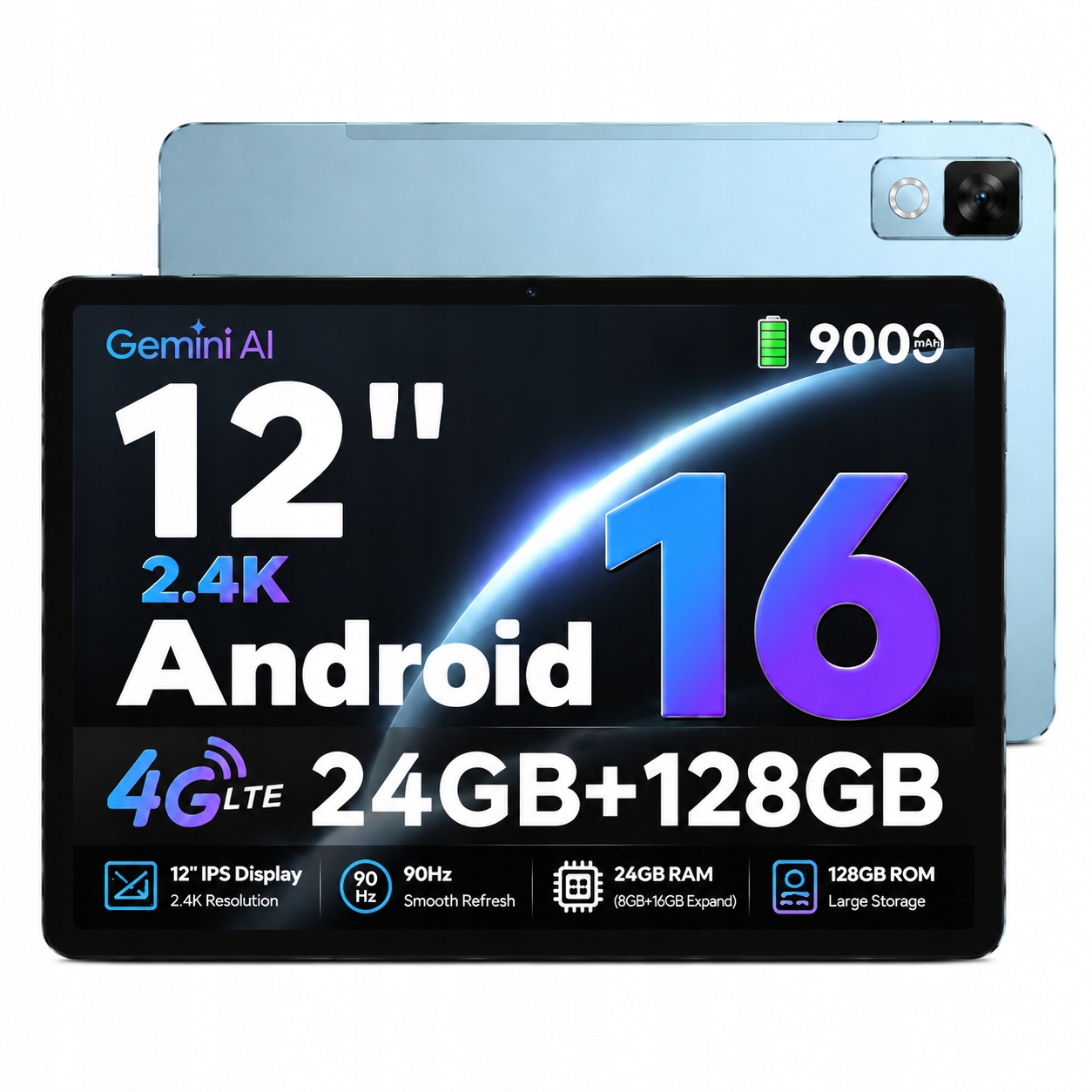 Tablet pro děti Doogee U12 12" Android 16 9000mAh 24GB+128GB 90Hz/WiFi