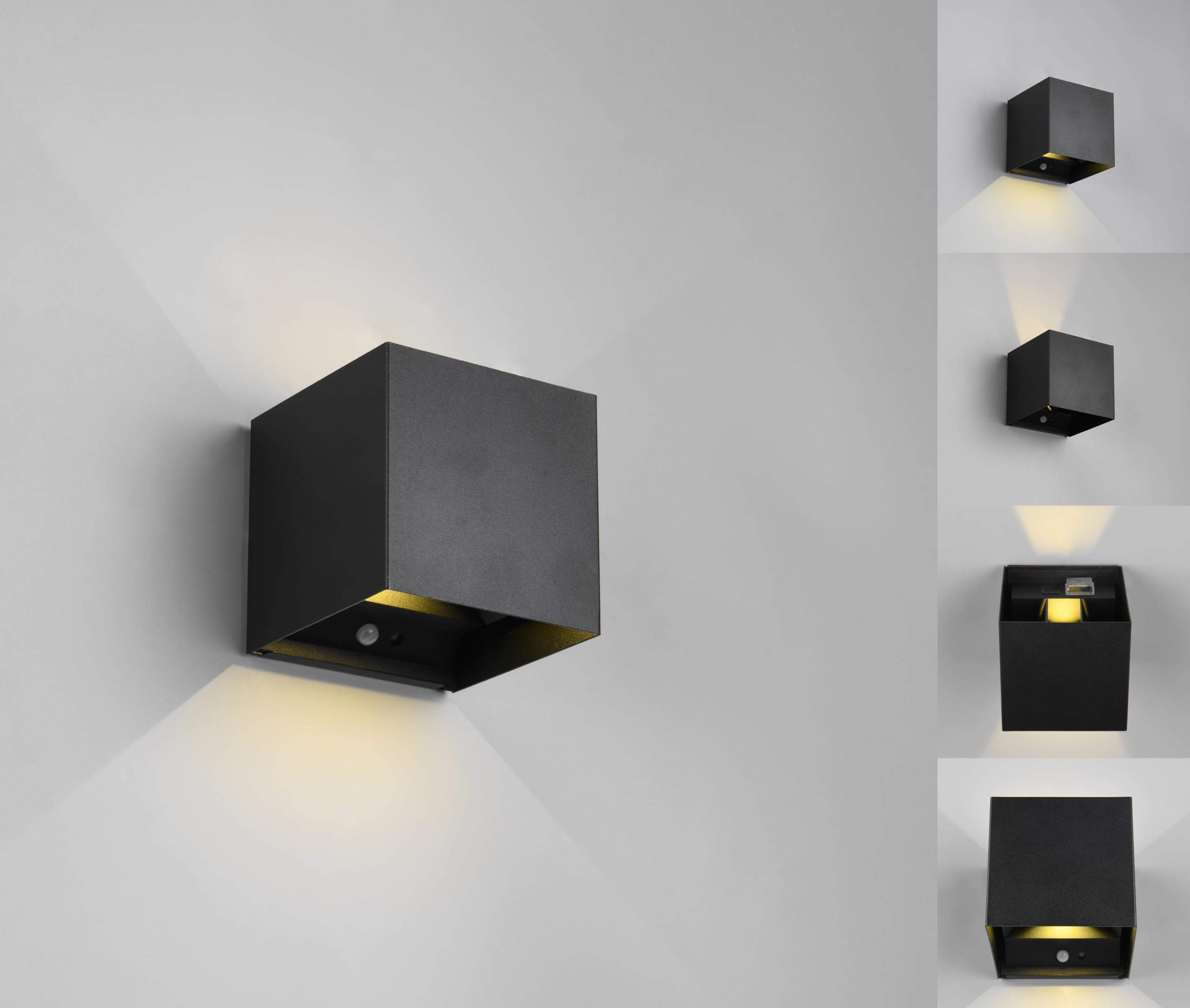 Lampa Ścienna Akumulatorowa Czarna Z Czujnikiem Ruchu USB-C LED REALITY — miniatura 2