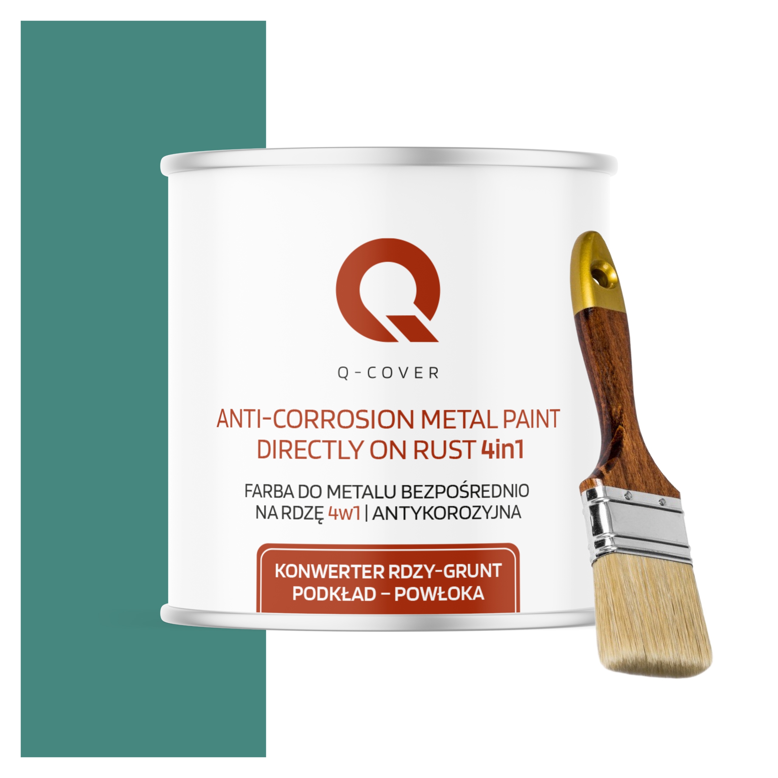 Farba na kov Antikorózna 2.5L Polomatná Farba Tyrkys Mätová Štetec