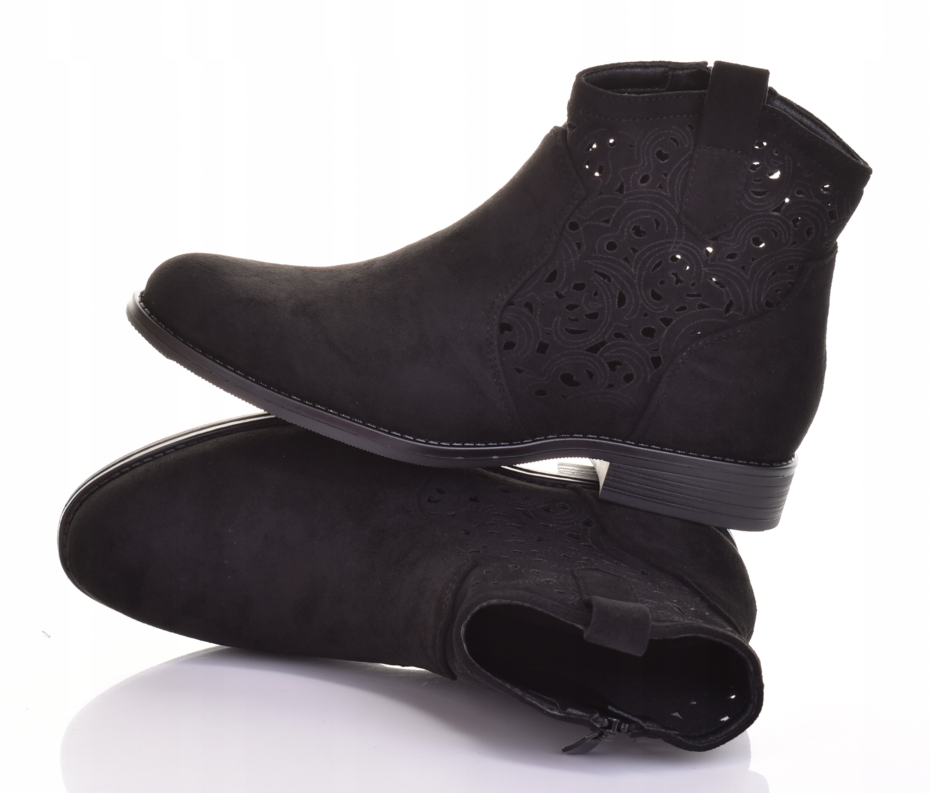 Černé Elegantní Dámské Kotníkové Boty S Plochým Módním Podpatkem