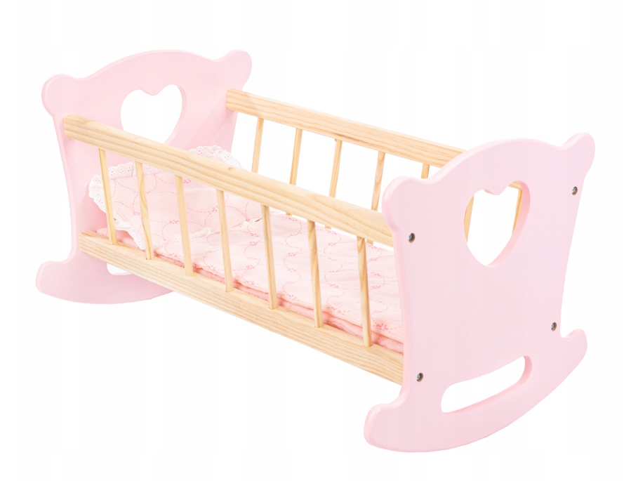 DREWNIANA KOŁYSKA ŁÓŻECZKO DLA LALEK 51,5cm KINDERPLAY + POŚCIEL