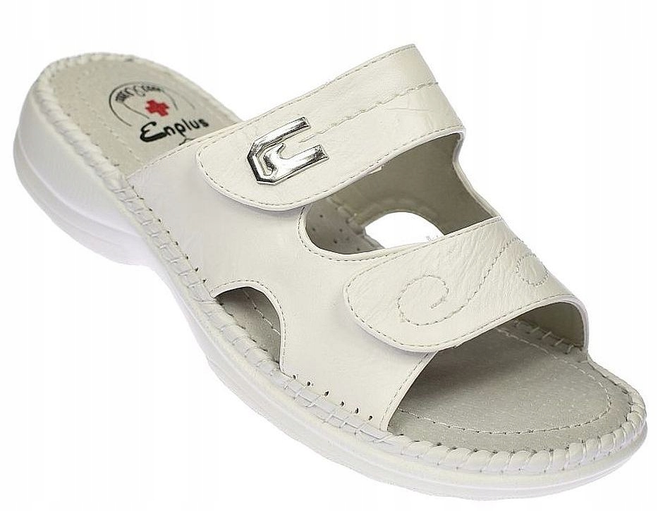 Nazouváky na klínku s křížkem Enplus RS08, bílé suché zipy, kůže, velikost vel.