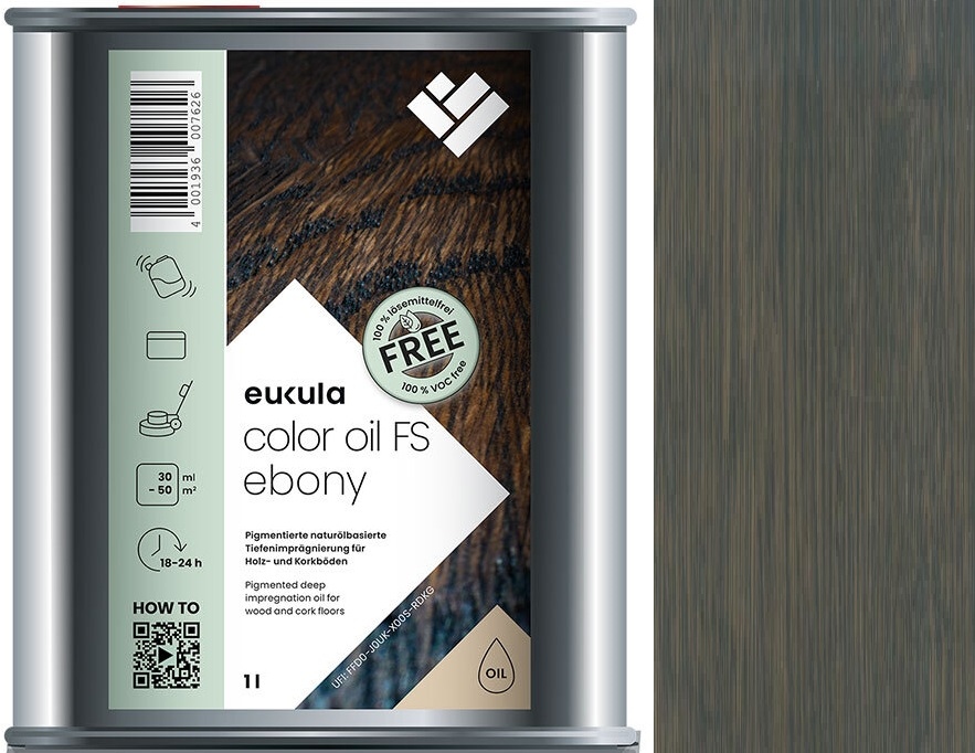 Eukula Color Oil Fs Ebony Eben 1L barvicí mořidlo na dřevo