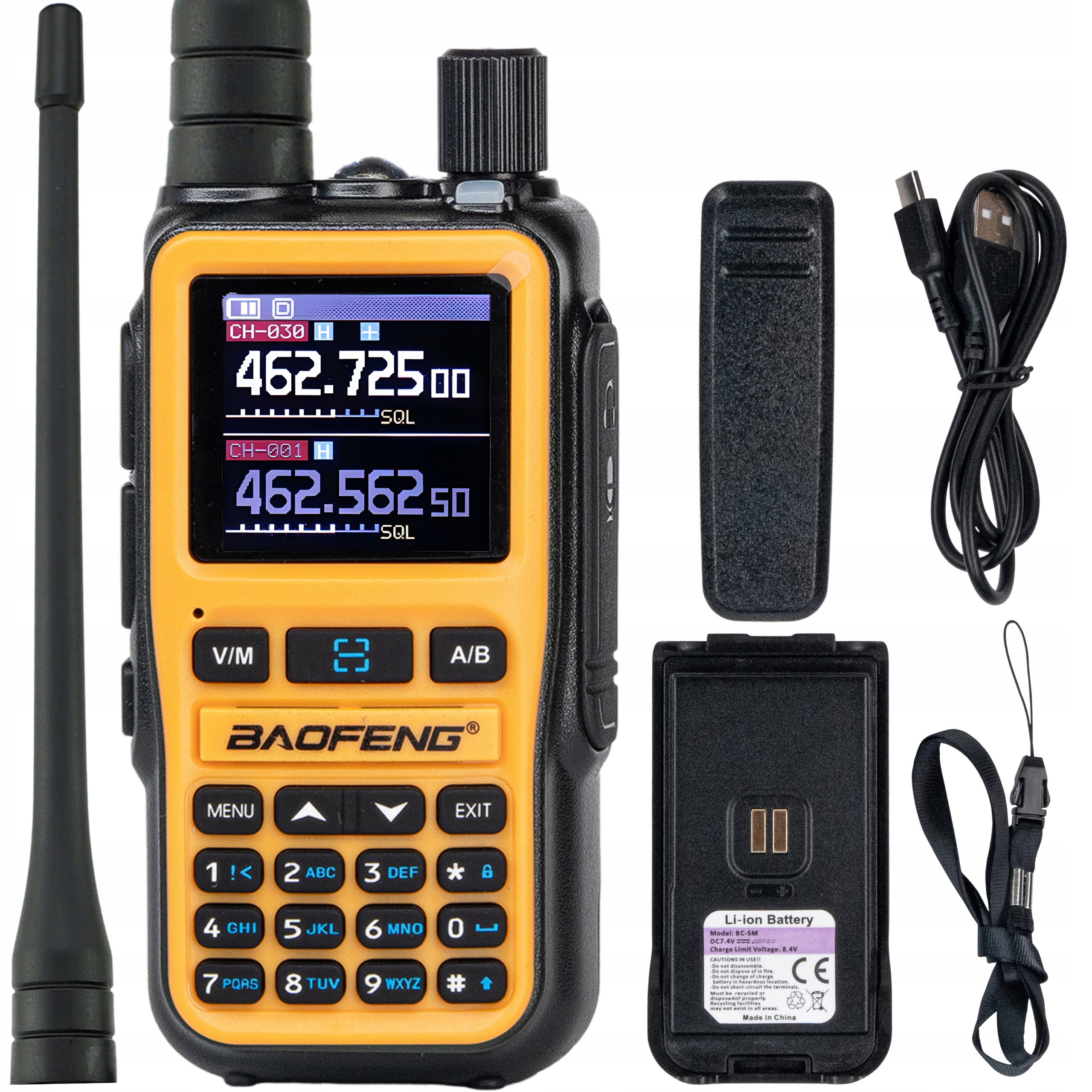 Krótkofalówka Baofeng UV-5R EU MINI USB-C Bluetooth VHF UHF Pasmo Lotnicze Orange (antena 15cm)