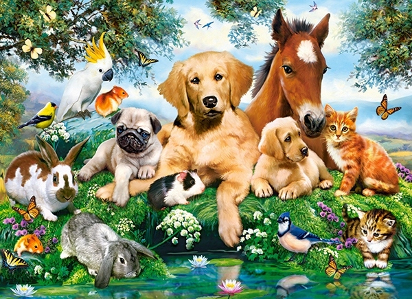 

Puzzle 200 Zwierzęta Konie Psy Koty Castorland 7+