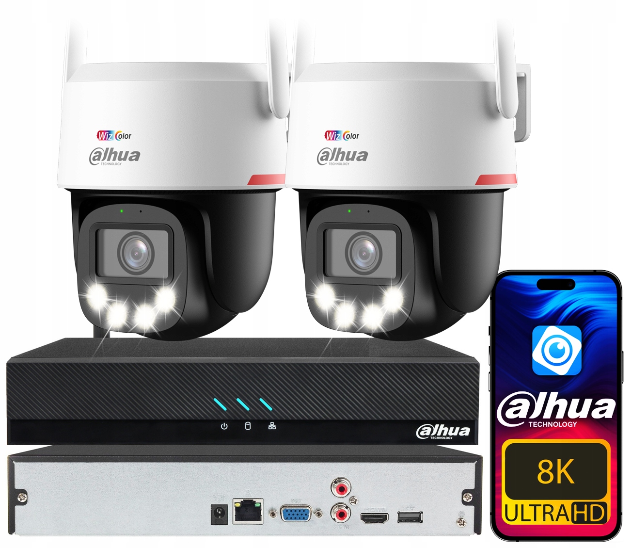 Sada pro monitorování Wifi 8MPx Dahua 2 rotační kamery P8F-PV-PRO WizColor