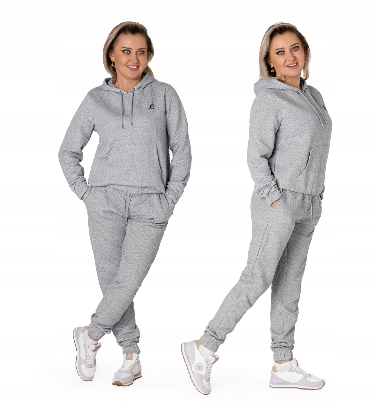 Komplet Dresowy Sportowy Treningowy Damski Bluza Spodnie Dres Kangur 02 L