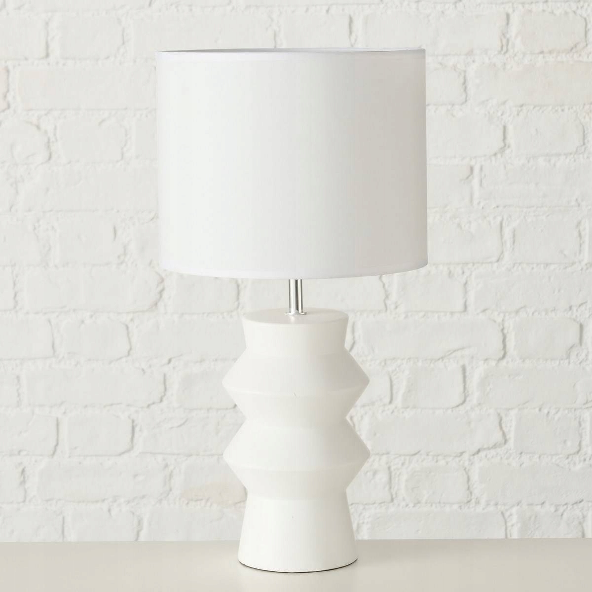 LAMPA STOŁOWA bawełniany klosz BIAŁA ELEGANCKA Typ nocna stołowa