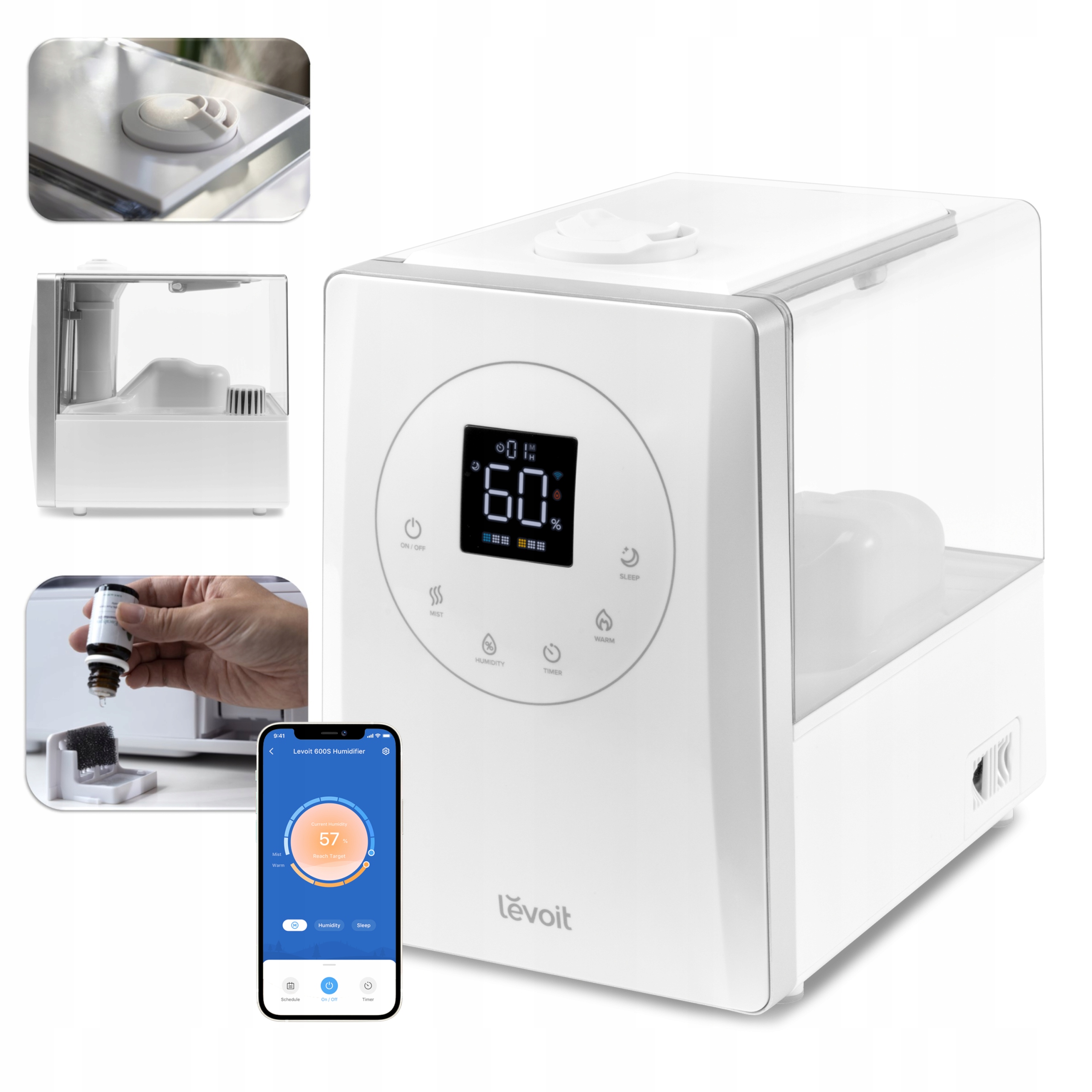 Nawilżacz powietrza Levoit LV600S dyfuzor zapachowy CiepłaChłodna mgła 70m2