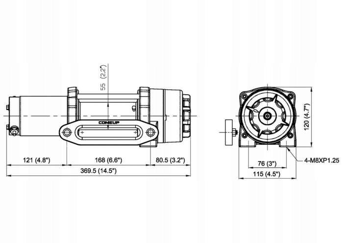 Comeup Cub 4s 12V Std, 4000lbs, synthetic rope 129410