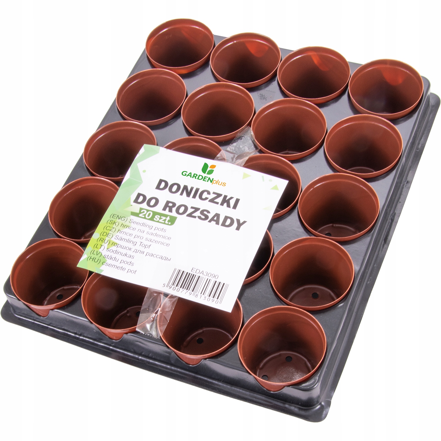 

Zestaw 20 doniczek brązowych z czarną tacką