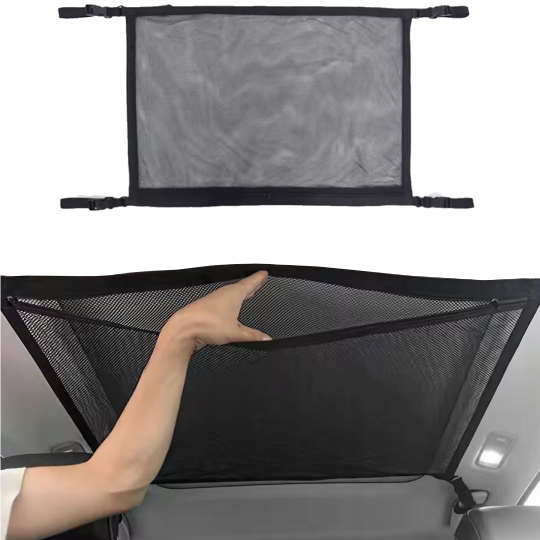 Porządna Duża Siatka Pod Sufitem Podwójna Dach Kieszeń Samochodu 80x55cm