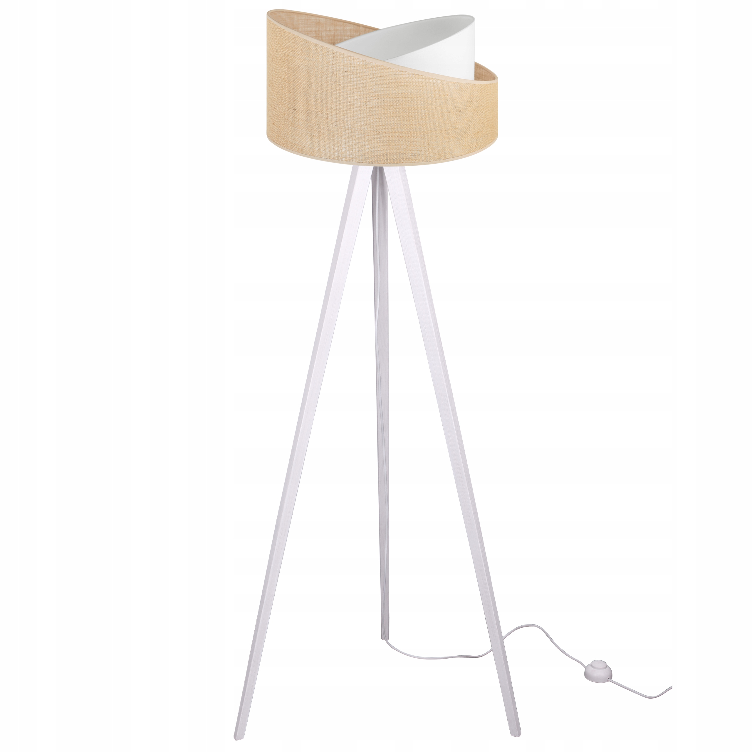 Podlahová Lampa Trojnožka Drevo Tienidlo Juta 45 CM