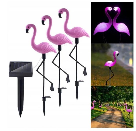 Lampy Solarne Ogrodowe Flamingi 3 Sztuki Dekoracja EAN 63297836