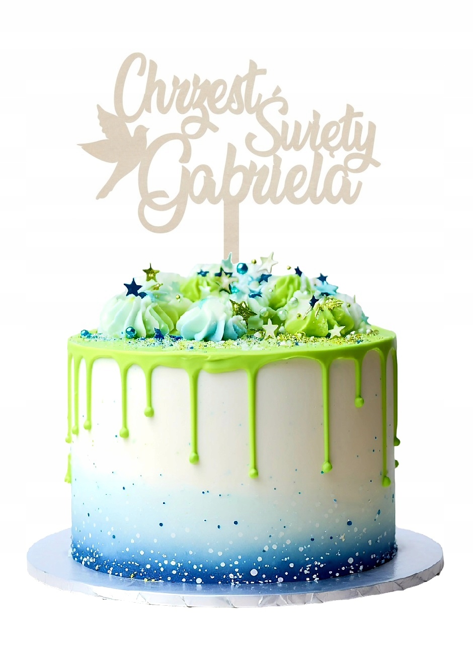 Topper dekoracja na tort Chrzest Święty + imię