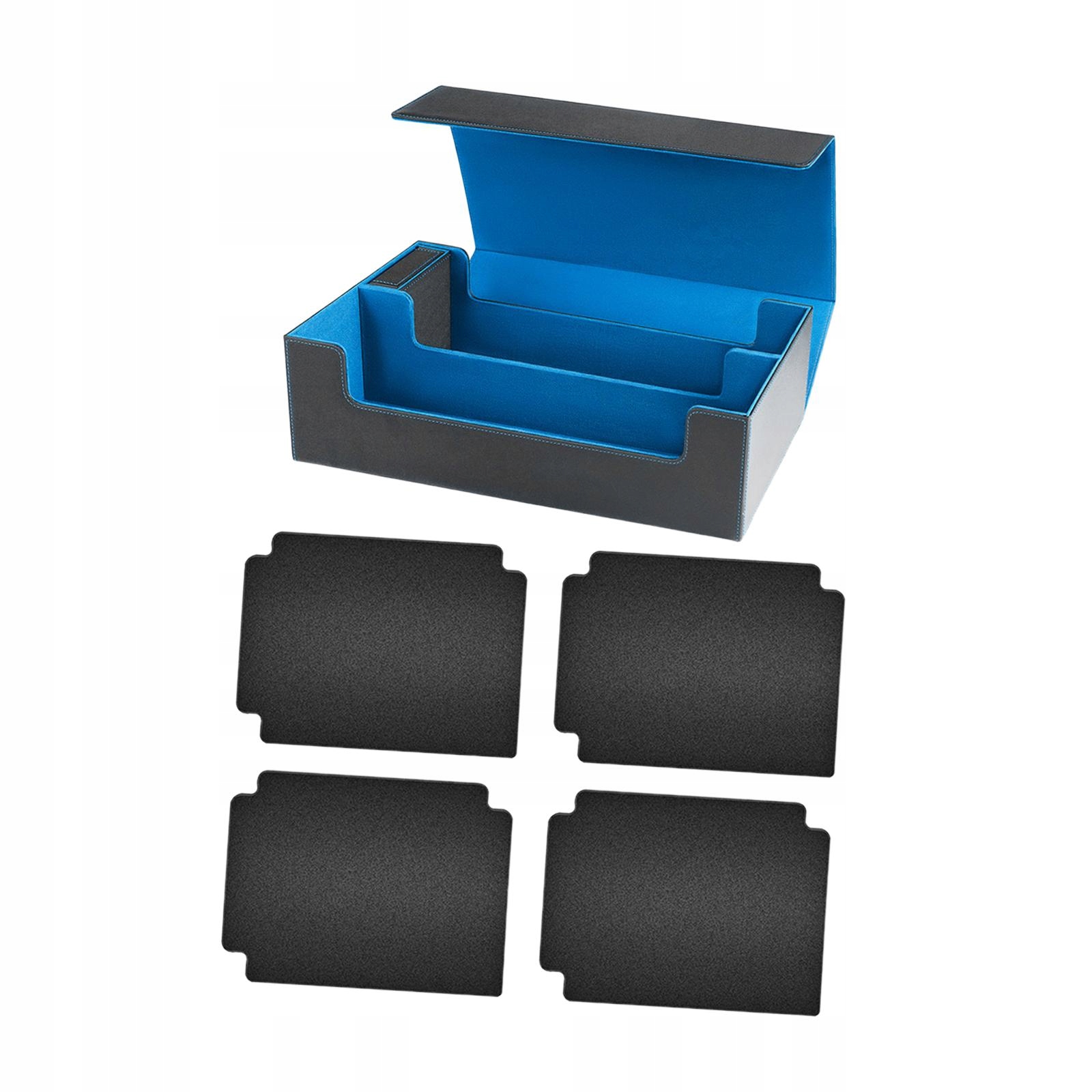 Double Rows Trading Card Deck Box Sleeved Cards Holder Portable with 4 Blue
