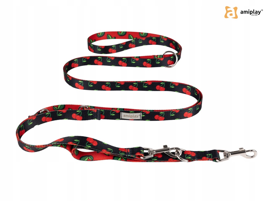 Amiplay BeHappy smycz regulowana 8 in 1 Cherry rozmiar S