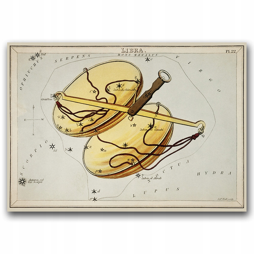 Ozdobny na ścianę do ramy wydruk Znak zodiaku Waga