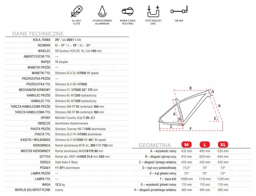 Rower Górski ROMET MUSTANG M6 roz. XL 21" EAN (GTIN) 5907782787905
