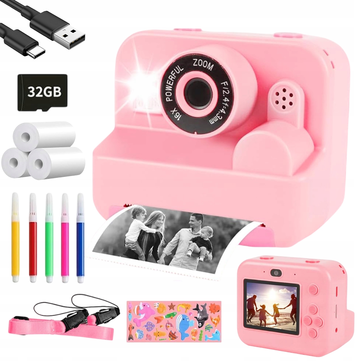 Polaroid 1080P Fotoaparát Pro Děti S Okamžitou Tiskárnou