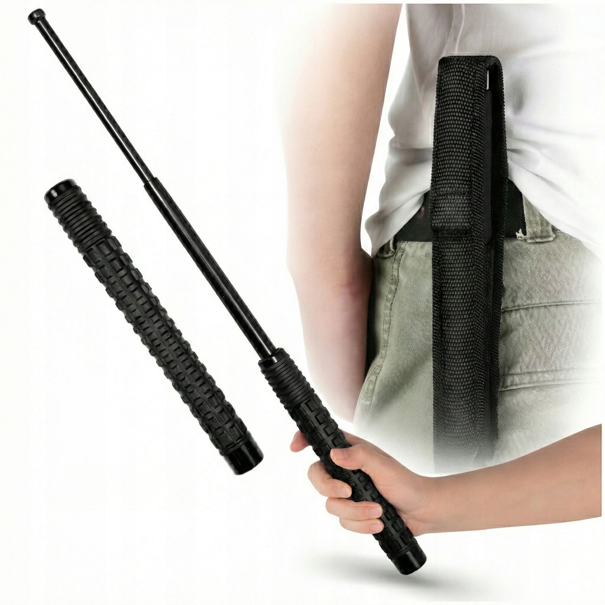 PAŁKA TELESKOPOWA BATON KABURA STALOWA POLICYJNA 26” POKROWIEC SAMOOBRONA