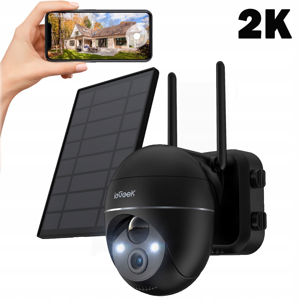 Bezprzewodowa słoneczna kamera zewnętrzna 2K