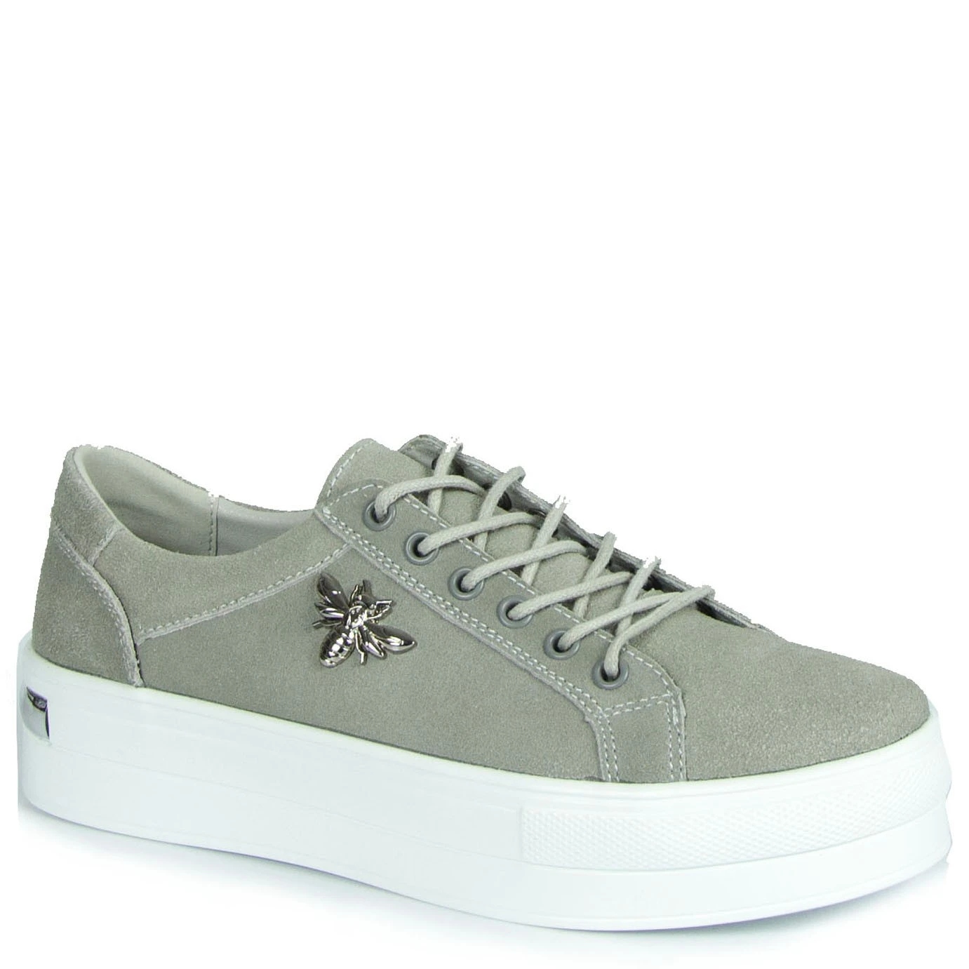 Goodin GD-XF-139 Sneakersy Adidasy Z Broszką Skóra Zamsz Szare