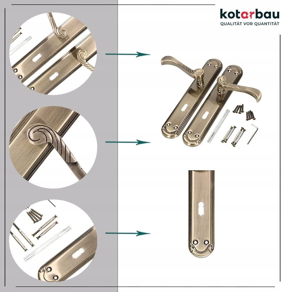KLAMKA DRZWIOWA PATYNA DŁUGI SZYLD DRZWI 72 KLUCZ Kod producenta E440