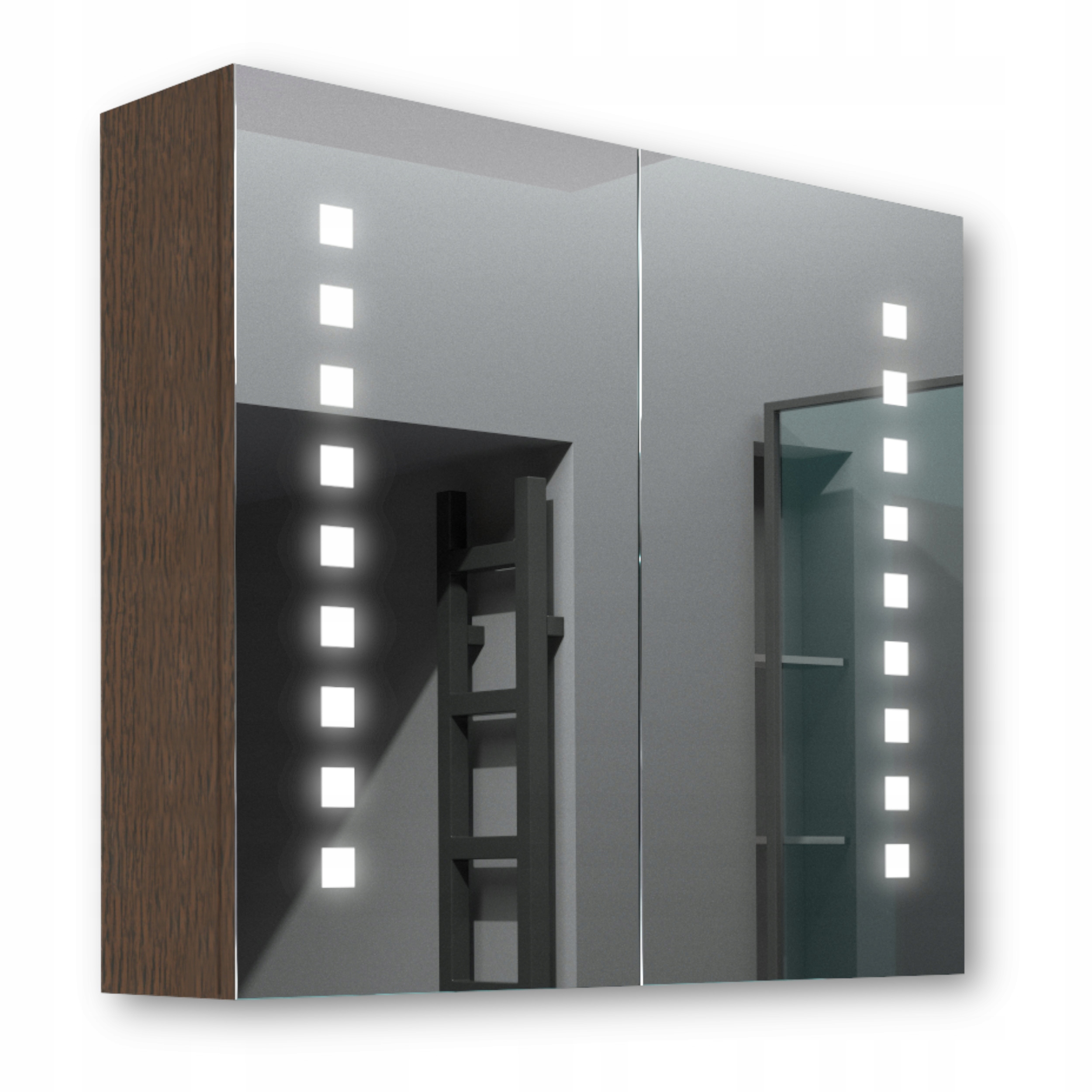 Drevená skrinka 80x70 Led zrkadlo Merkury Wenge