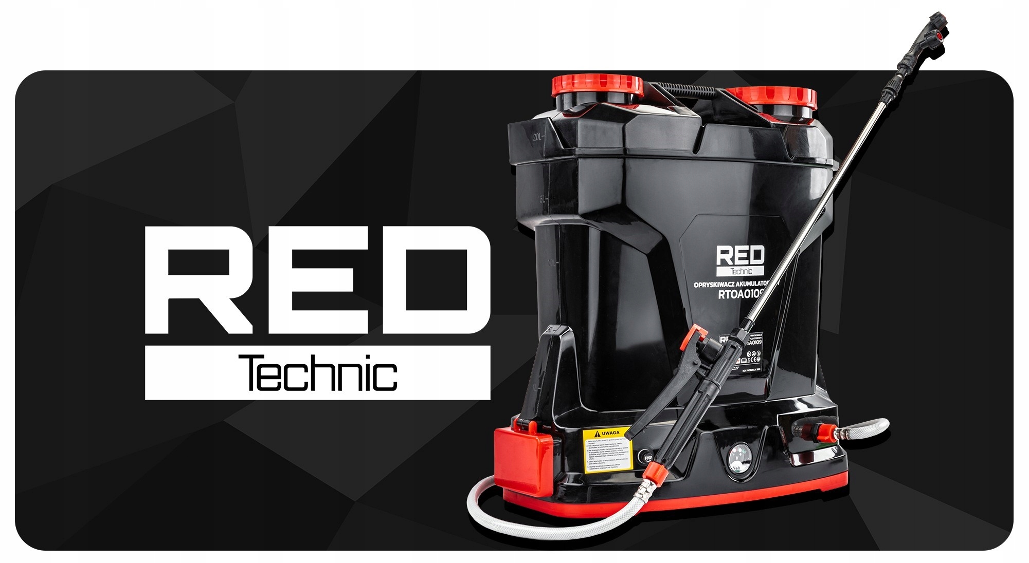 OPRYSKIWACZ AKUMULATOROWY CIŚNIENIOWY LI-ION 20L PLECAKOWY ZESTAW 4 DYSZE Marka RED TECHNIC