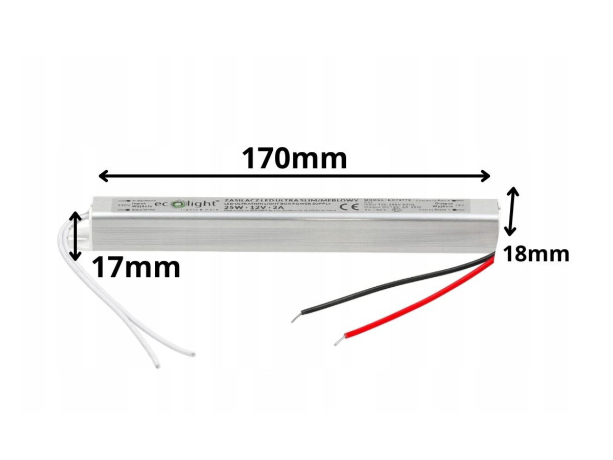 Zasilacz LED Slim 24W 2A 12V Transformator Meblowy Montażowy do Taśm EAN (GTIN) 5901986797739