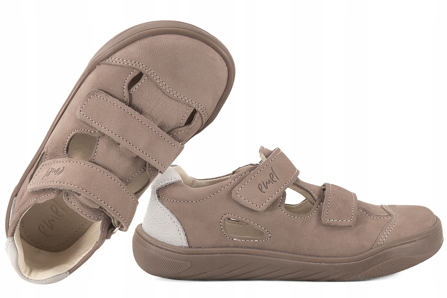 Emel E2825M-4 Barefoot Półbuty Wycinane Sandały Pełne Skórzane taupe 26