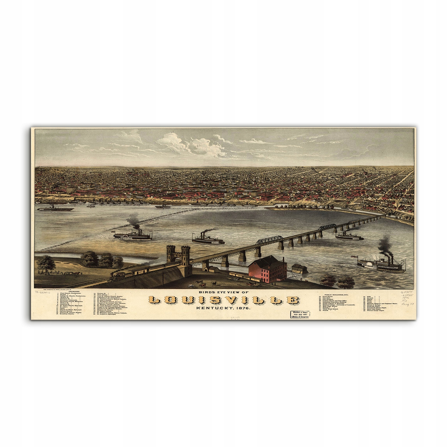 

Fotoobraz 140x70 z grafiką Mapa Louisville Vintage