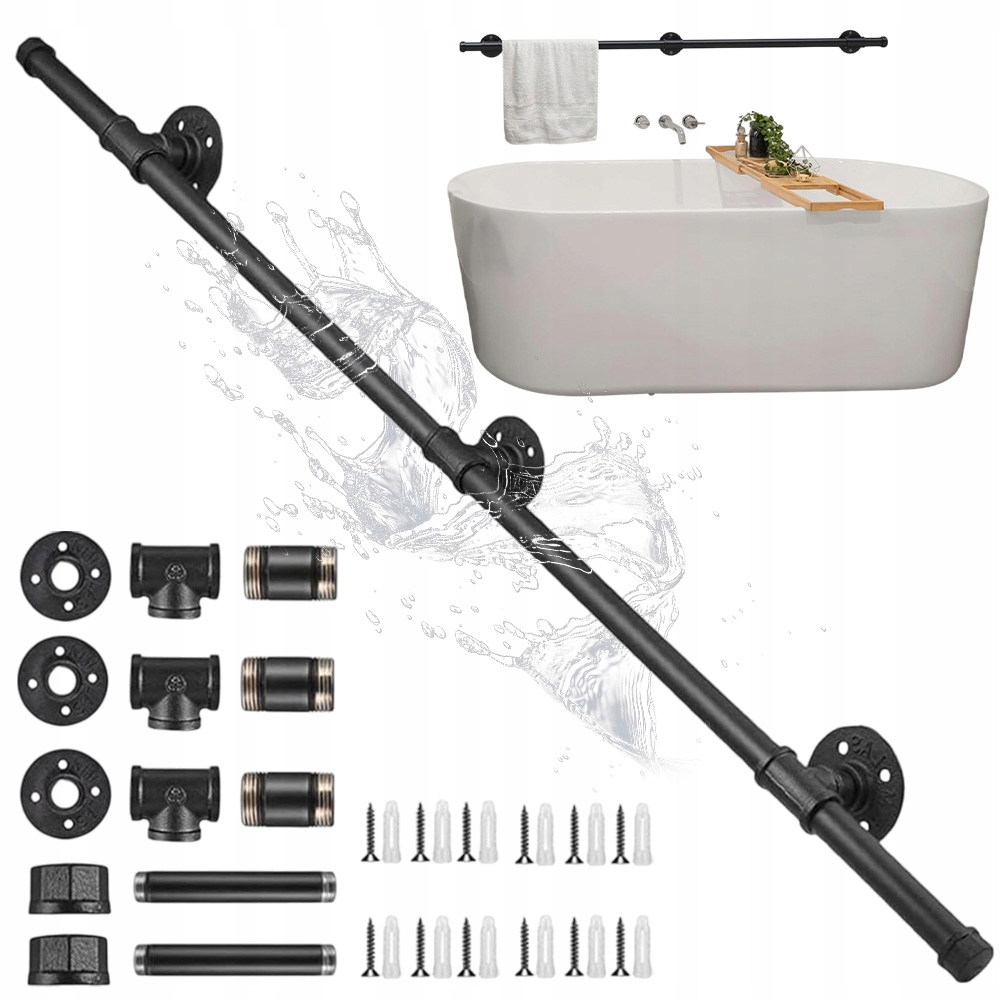 Schodišťová Zábradlí 32x150CM Pro Loft Bar Balustrada Držák Černý S Akcesoria