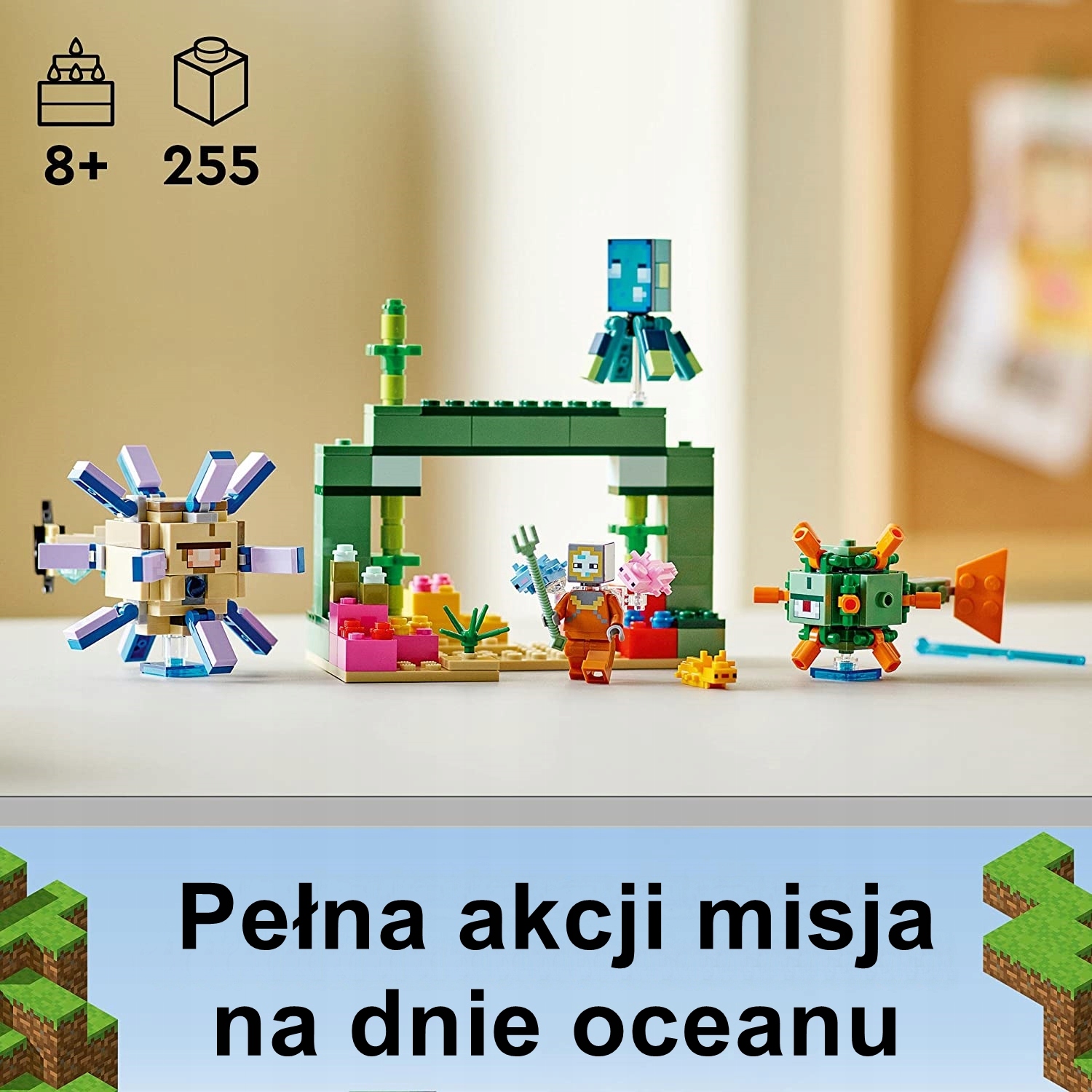 LEGO MINECRAFT WALKA ZE STRAŻNIKAMI 21180 KLOCKI ZABAWKA NA PREZENT NOWY Wiek dziecka 8 lat +